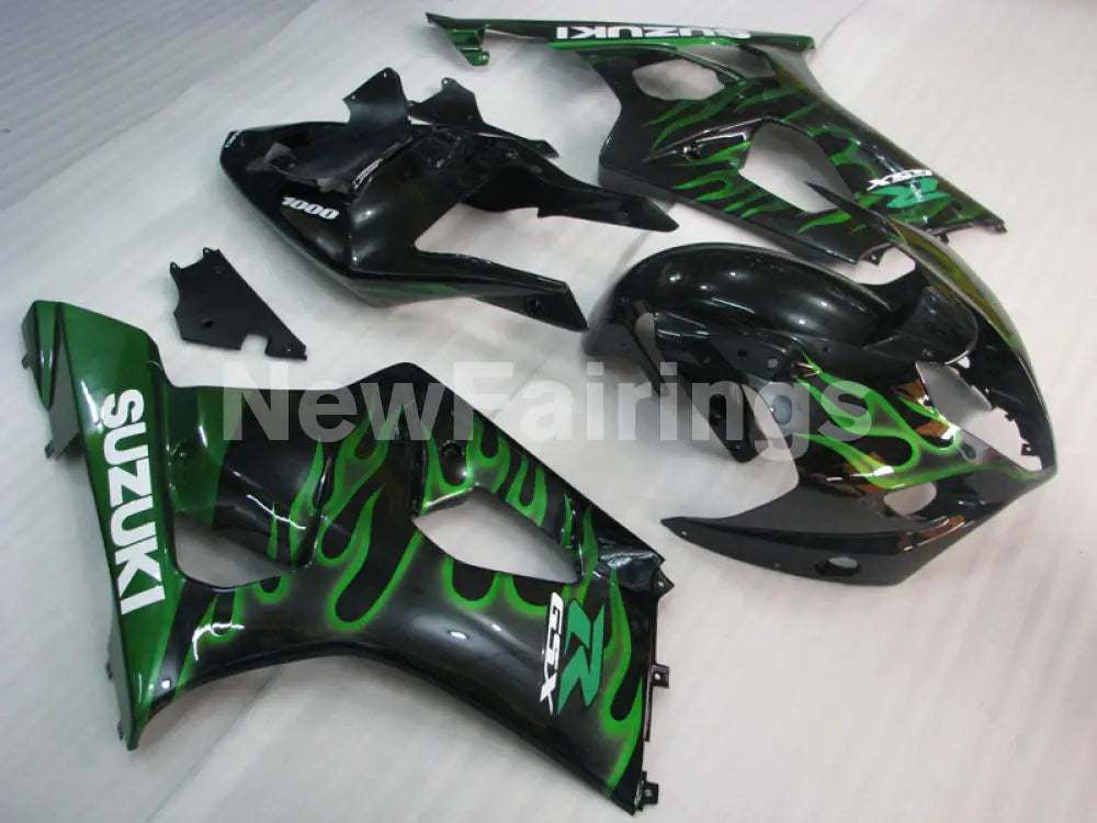 Black and Green Flame - GSX - R1000 03 - 04 Fairing Kit