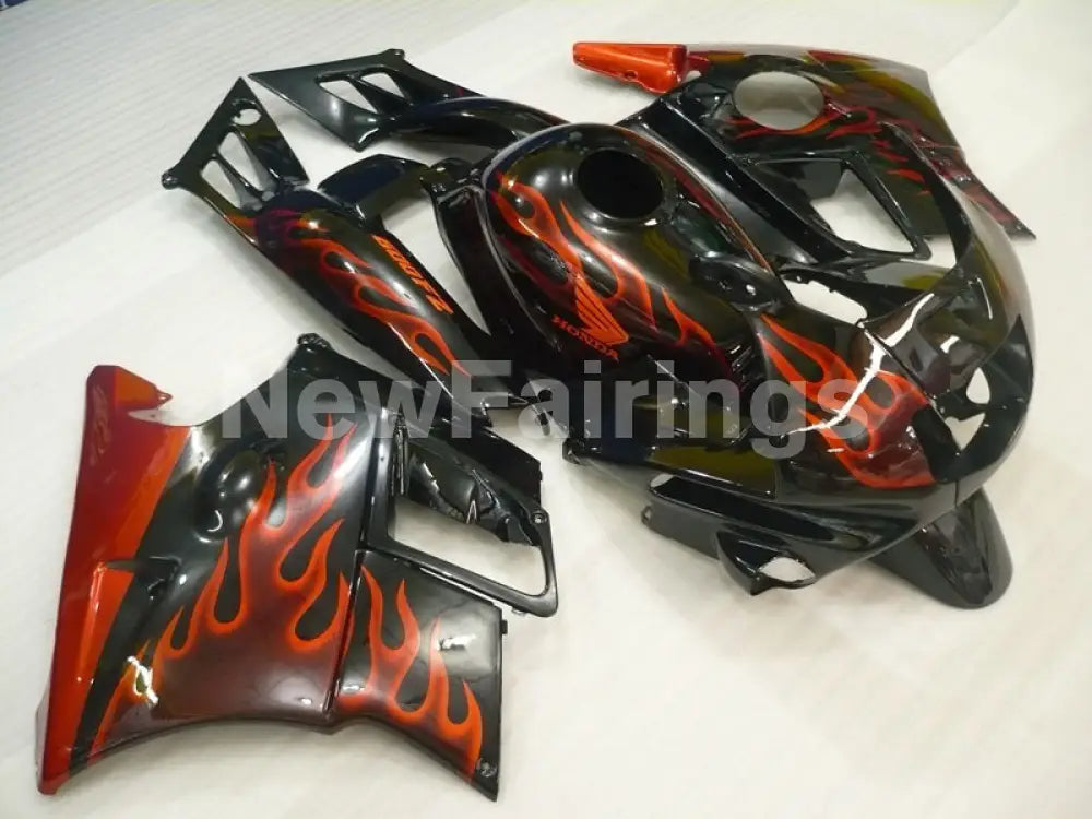 Black and Orange Flame - CBR600 F2 91-94 Fairing Kit -