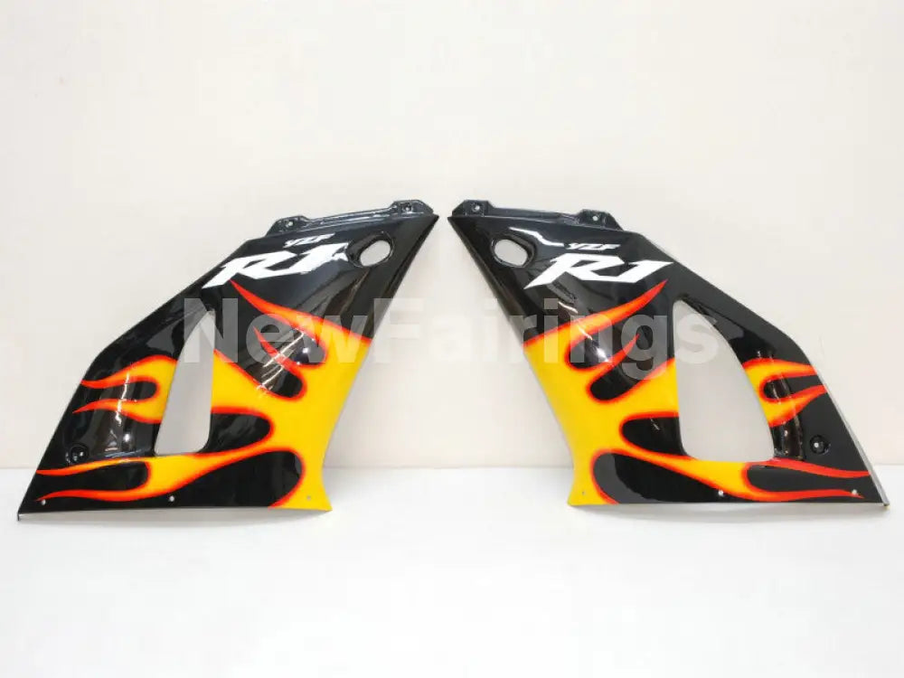 Black and Orange Flame - YZF-R1 00-01 Fairing Kit