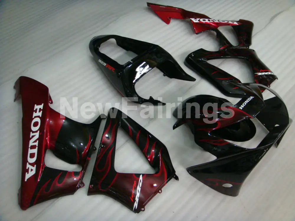 Black and Red Flame - CBR 929 RR 00-01 Fairing Kit -