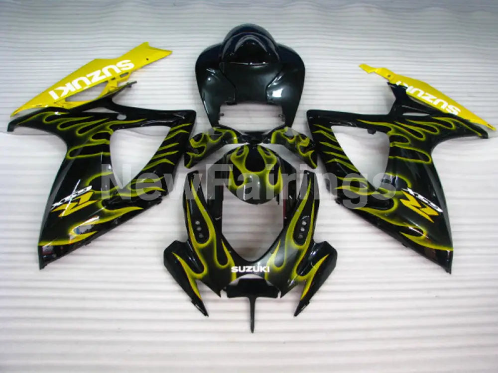 Black and Yellow Flame - GSX-R600 06-07 Fairing Kit -