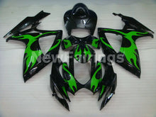 Charger l&#39;image dans la galerie, Black and Green Flame - GSX-R600 06-07 Fairing Kit -