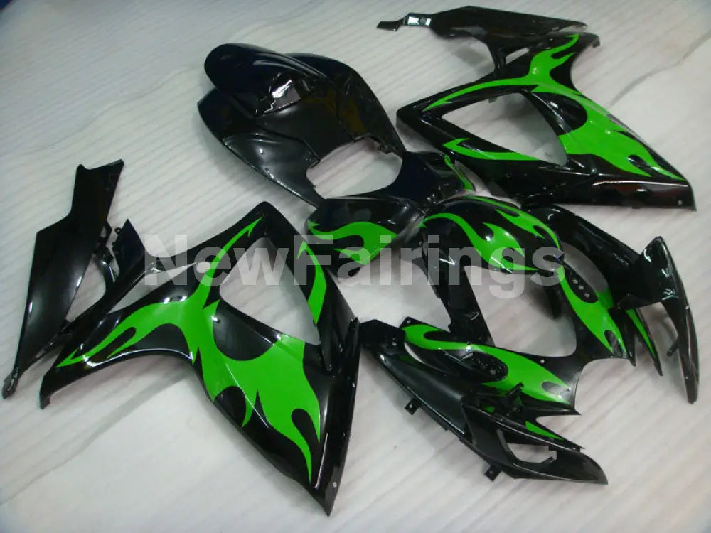 Black and Green Flame - GSX-R600 06-07 Fairing Kit -