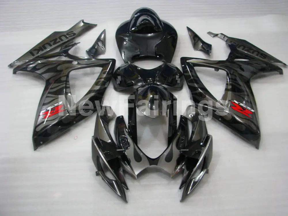 Black and Grey Flame - GSX-R600 06-07 Fairing Kit -