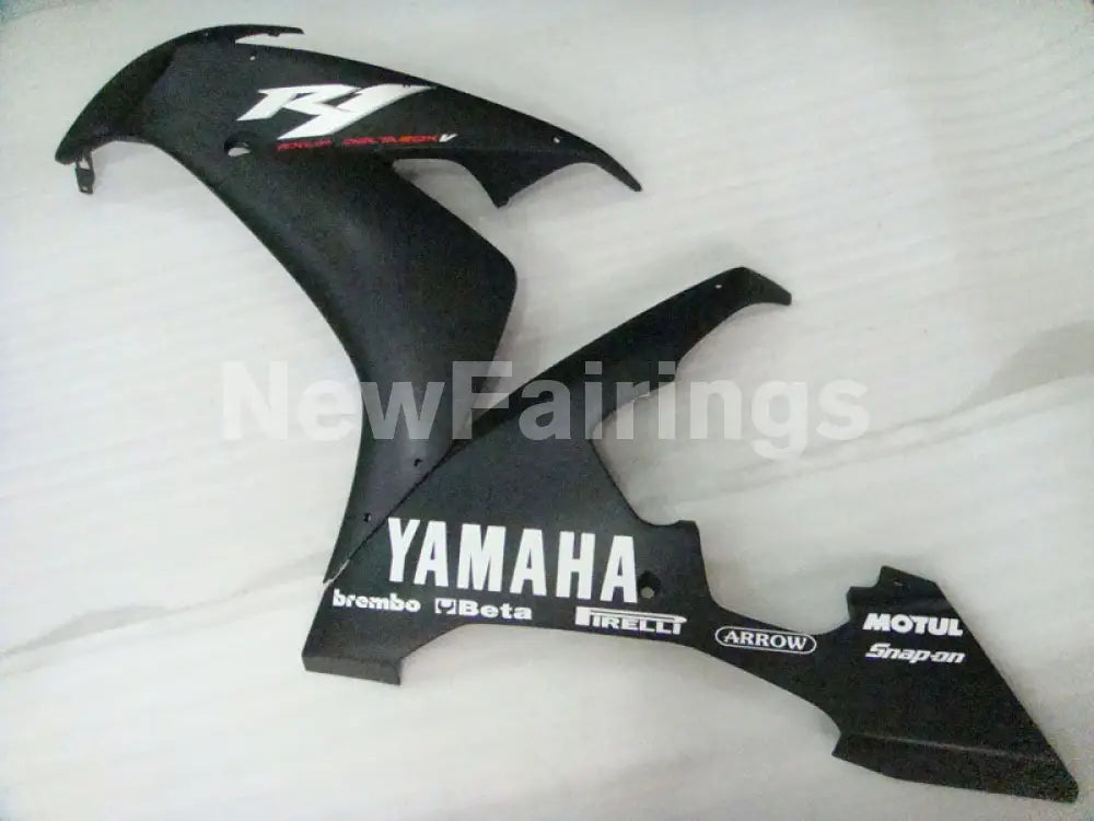 Black Matte Black white stickers Factory Style - YZF-R1