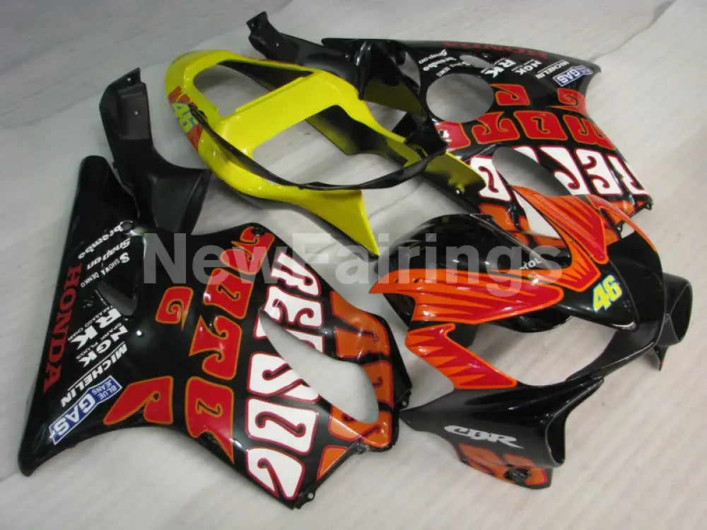 Black and Orange Rossi - CBR600 F4i 01-03 Fairing Kit -