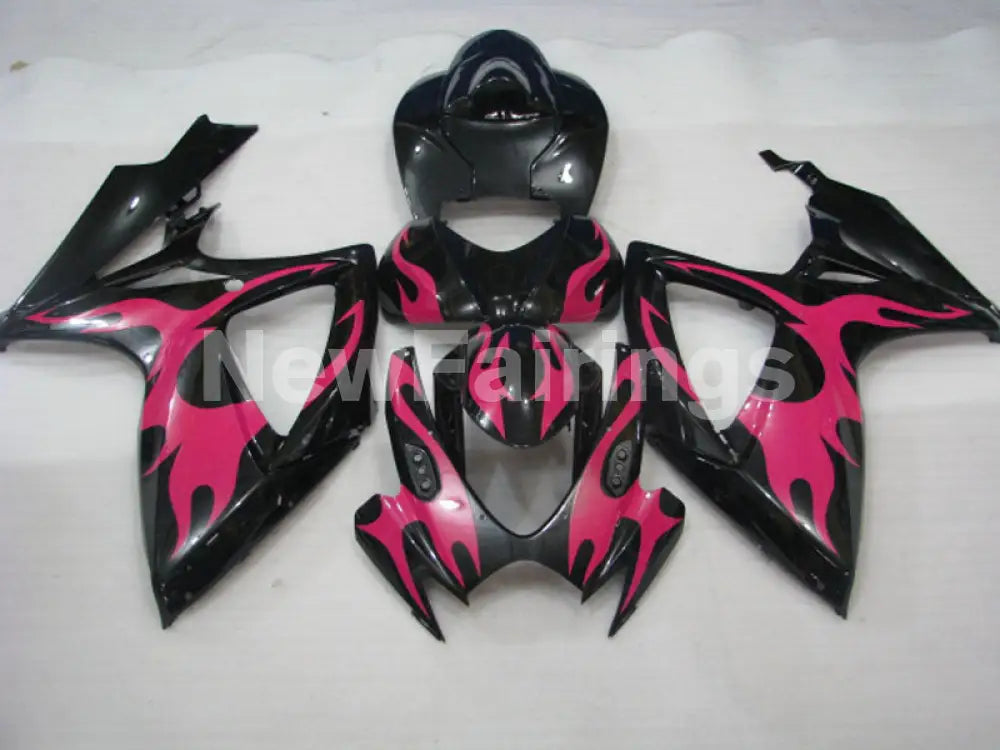 Black and Pink Flame - GSX-R600 06-07 Fairing Kit -