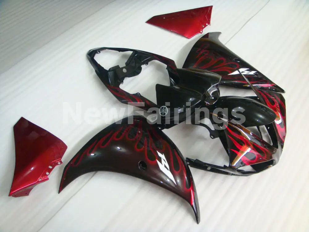 Black Red Flame - YZF-R1 09-11 Fairing Kit - Vehicles &