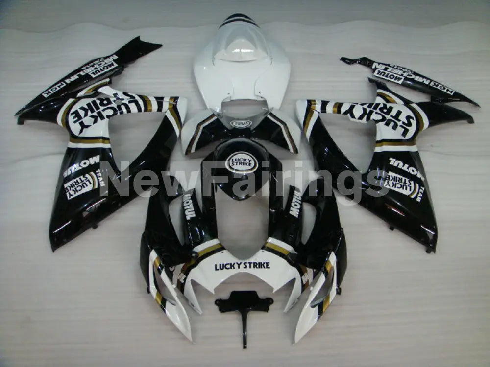 Black and White Lucky Strike - GSX-R750 06-07 Fairing Kit