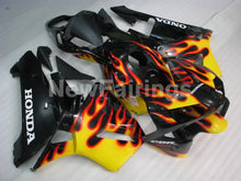 Charger l&#39;image dans la galerie, Black and Yellow Red Flame - CBR600RR 03-04 Fairing Kit -