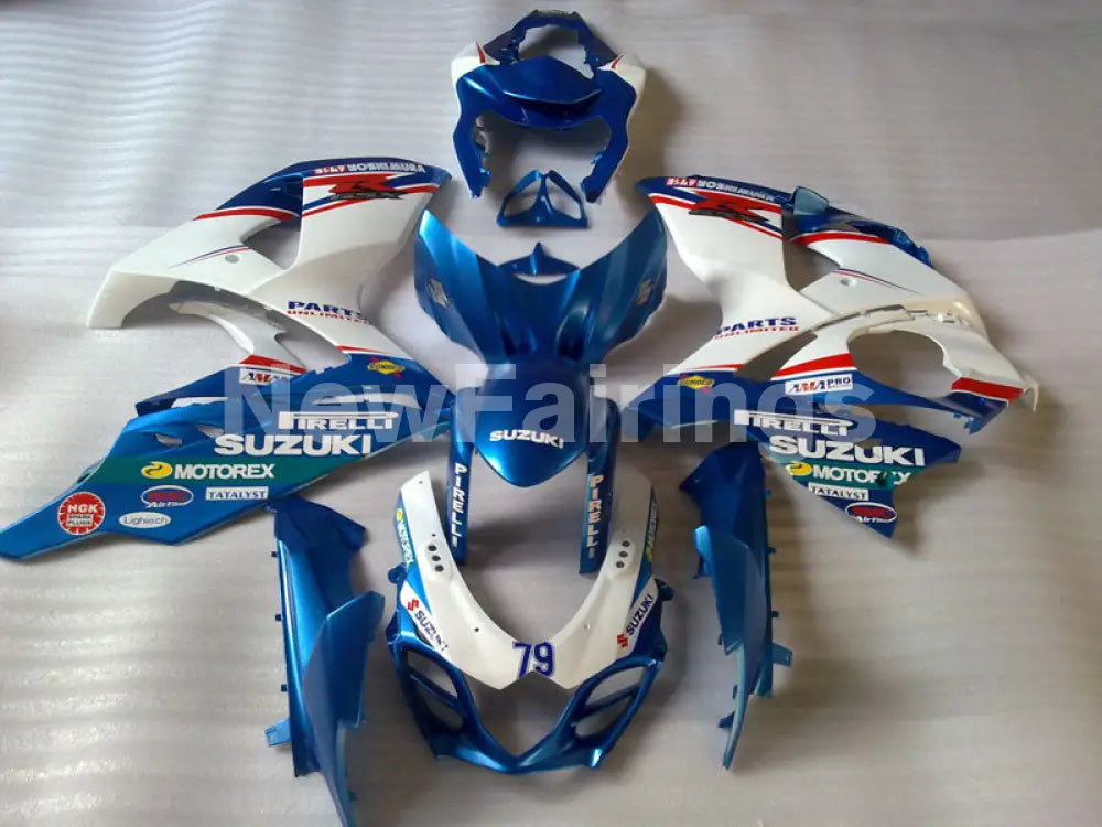 Blue and White MOTOREX - GSX - R1000 07 - 08 Fairing Kit