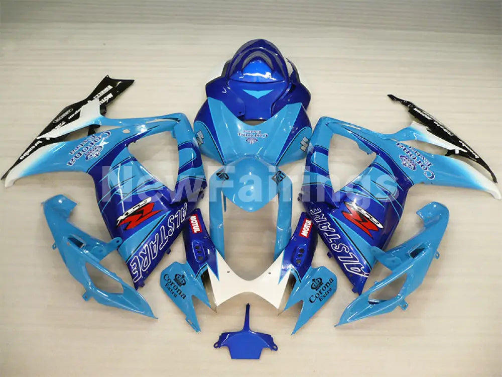 Blue and White Black Corona - GSX-R600 06-07 Fairing Kit -