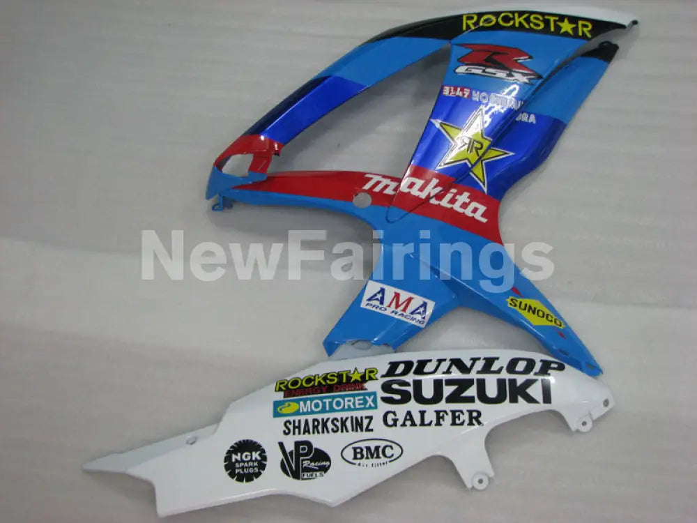 Blue and White ROCKSTAR - GSX-R600 08-10 Fairing Kit