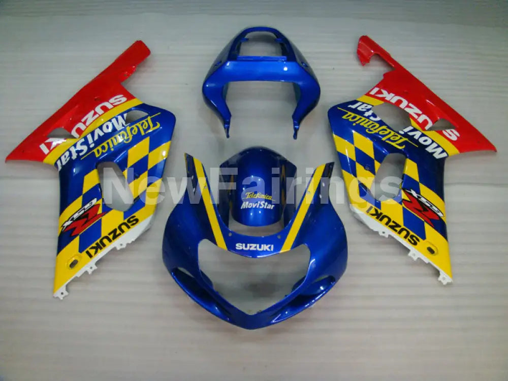 Blue and Yellow Red Movistar - GSX-R600 01-03 Fairing Kit -