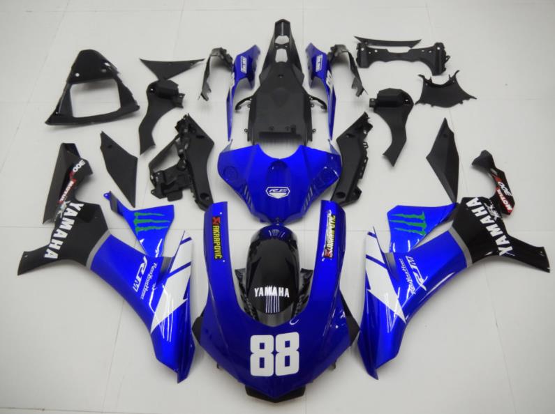 Kit de carénage Monster bleu et noir blanc - YZF-R1 15-19