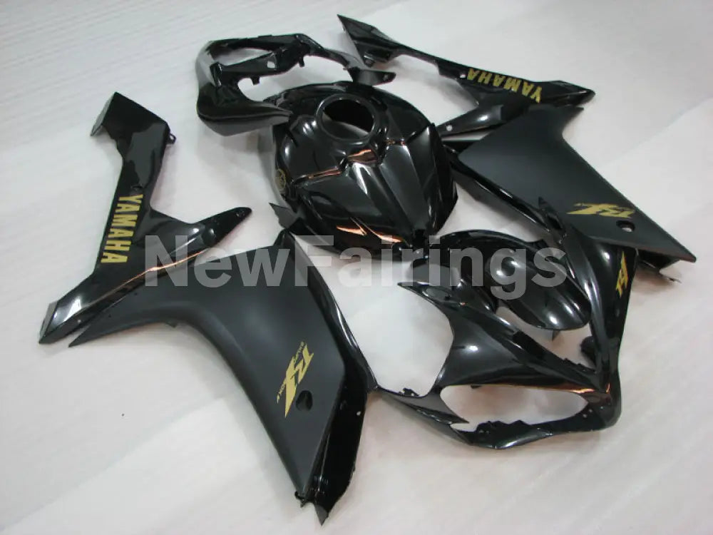 Matte Black Black Golden Stickers Factory Style - YZF-R1