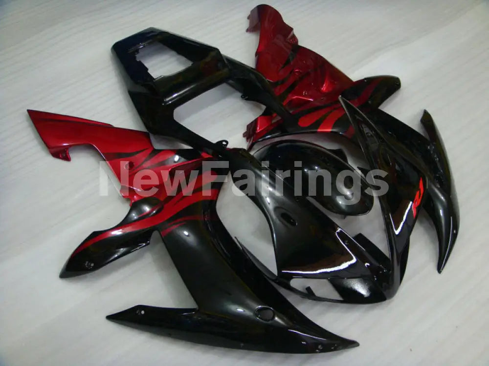 Red and Black Flame - YZF-R1 02-03 Fairing Kit - Vehicles &