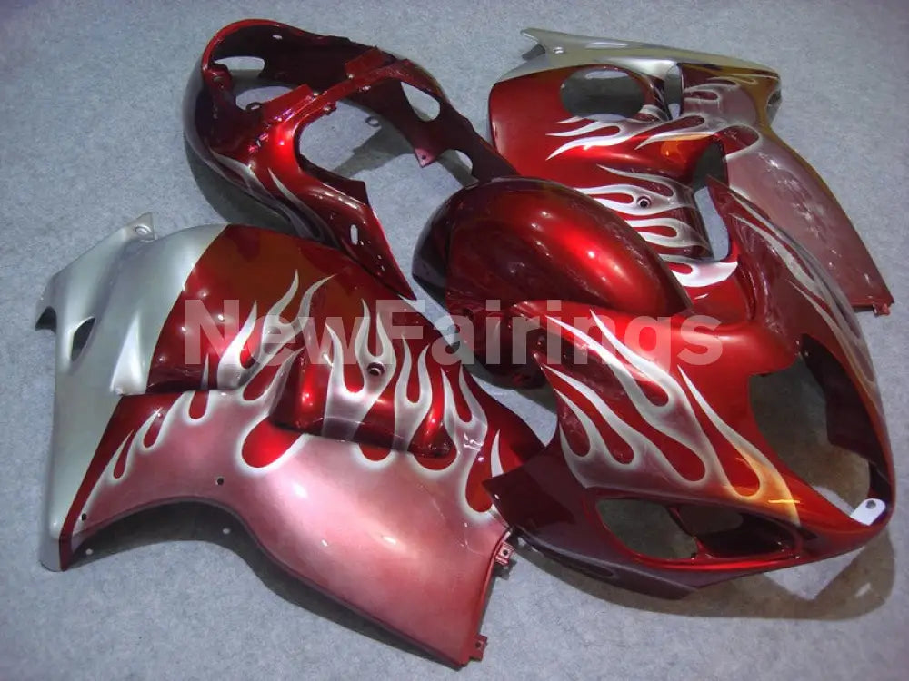 Red and Silver Flame - GSX1300R Hayabusa 99-07 Fairing Kit