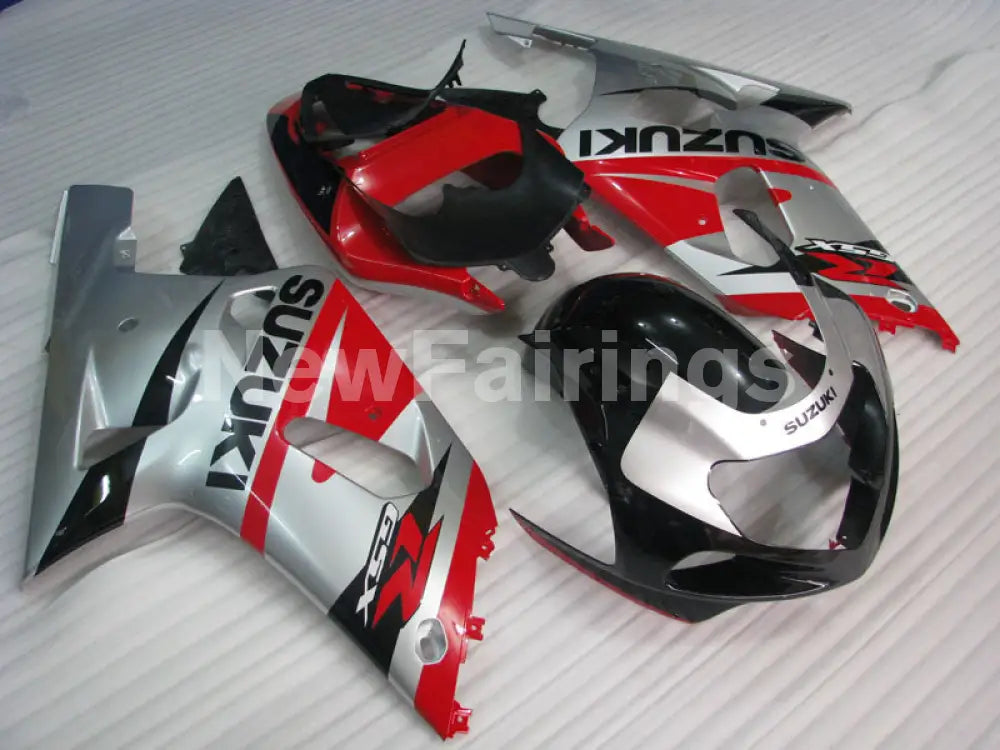 Silver and Red Black Factory Style - GSX-R600 01-03 Fairing