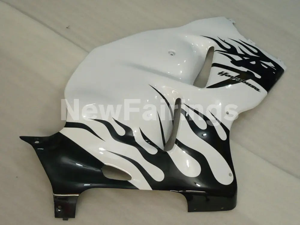 White and Black Flame - GSX1300R Hayabusa 99-07 Fairing Kit