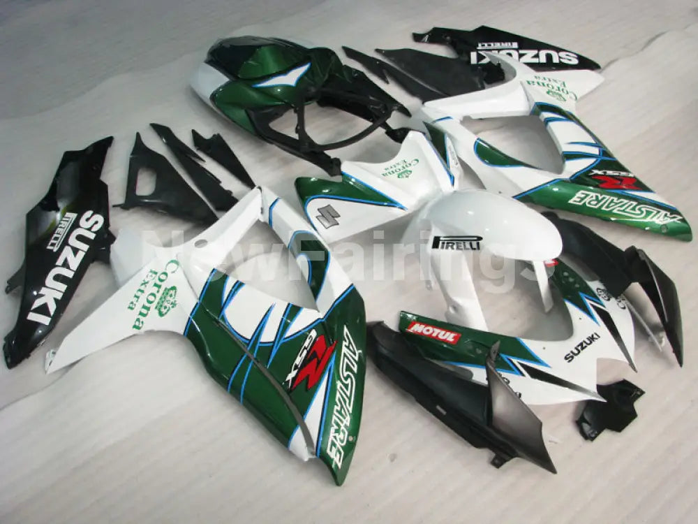 White and Green Corona - GSX-R600 08-10 Fairing Kit