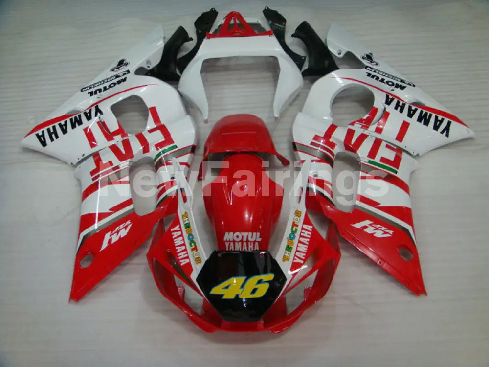 White and Red FIAT - YZF-R6 98-02 Fairing Kit Vehicles & Parts > Vehicle Parts & Accessories > Motor Vehicle Parts >