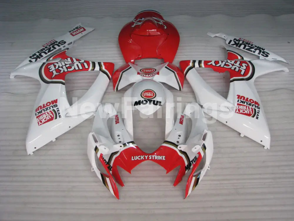 White and Red Lucky Strike - GSX-R600 06-07 Fairing Kit -