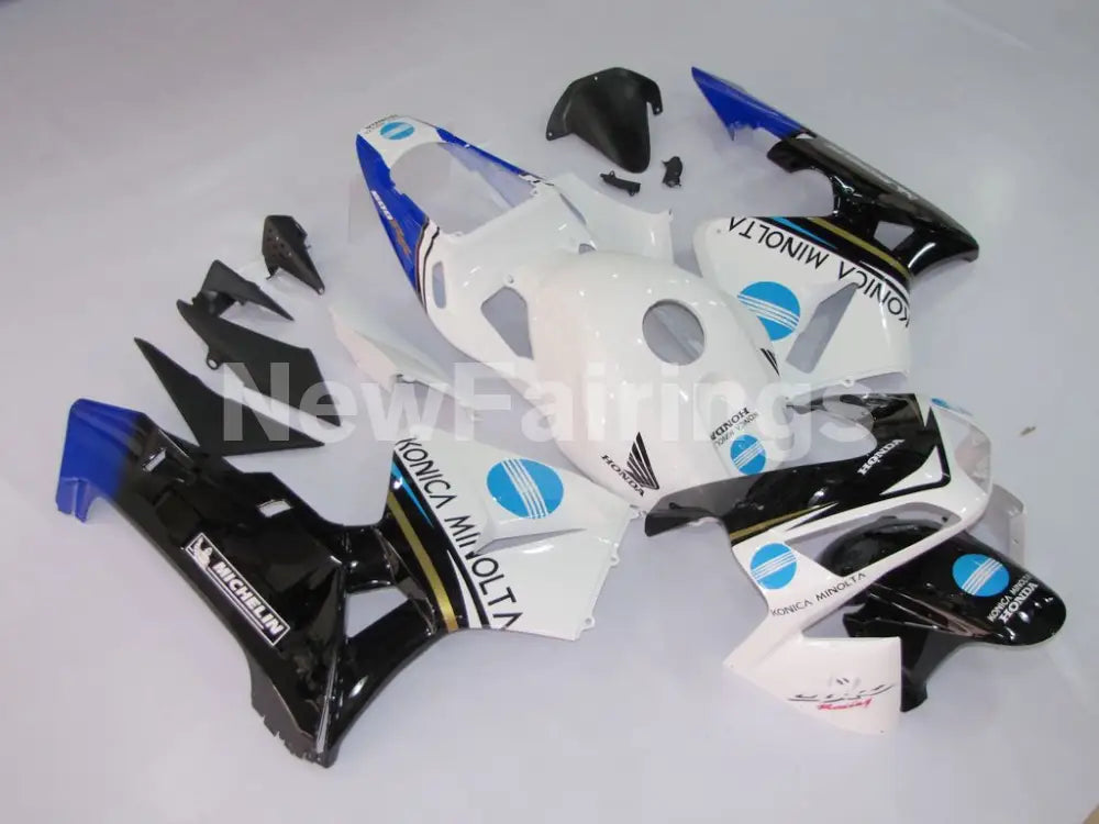 White and Black Blue Konica Minolta - CBR600RR 03-04 Fairing