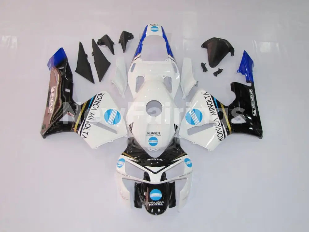 White and Black Blue Konica Minolta - CBR600RR 03-04 Fairing