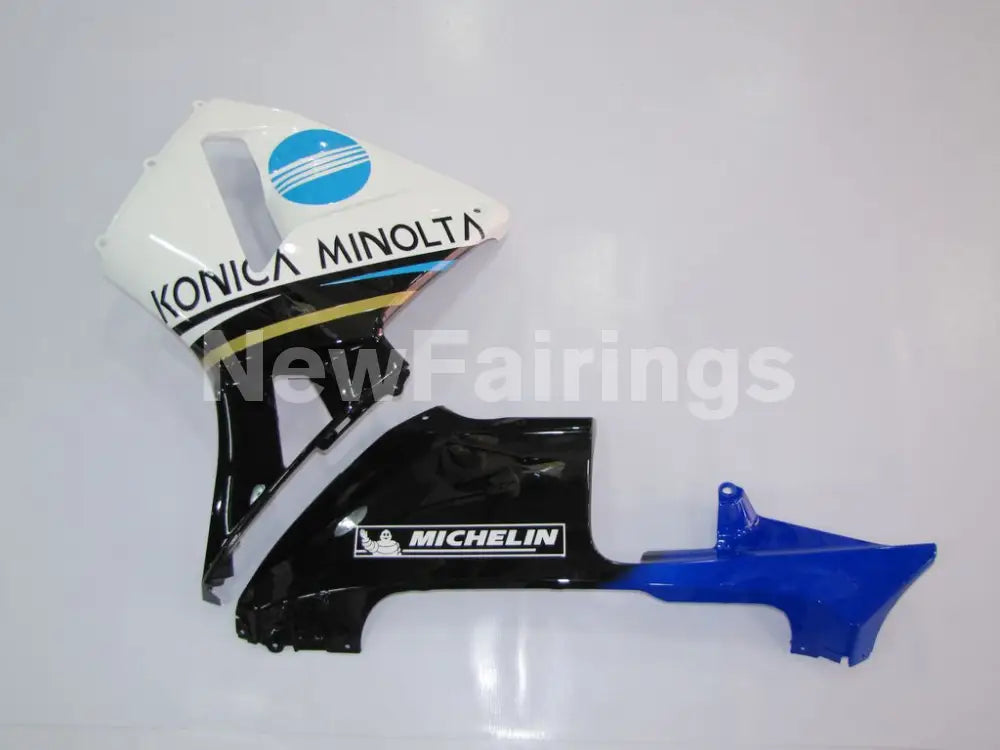 White and Black Blue Konica Minolta - CBR600RR 03-04 Fairing