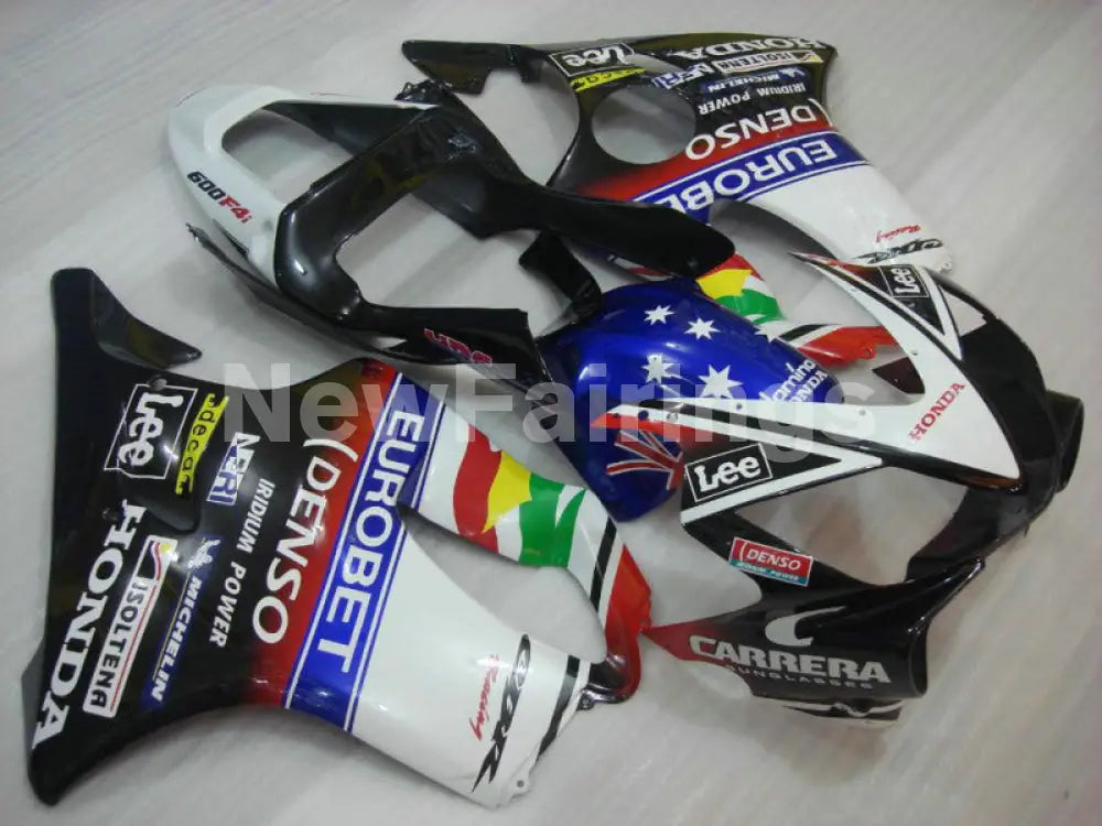 White and Black Blue Lee - CBR600 F4i 01-03 Fairing Kit -