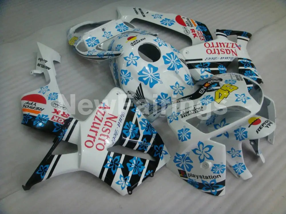 White and Black Blue Nastro Azzurro - CBR600RR 05-06 Fairing