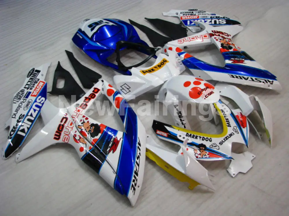 White and Blue Dark Dog - GSX-R750 08-10 Fairing Kit