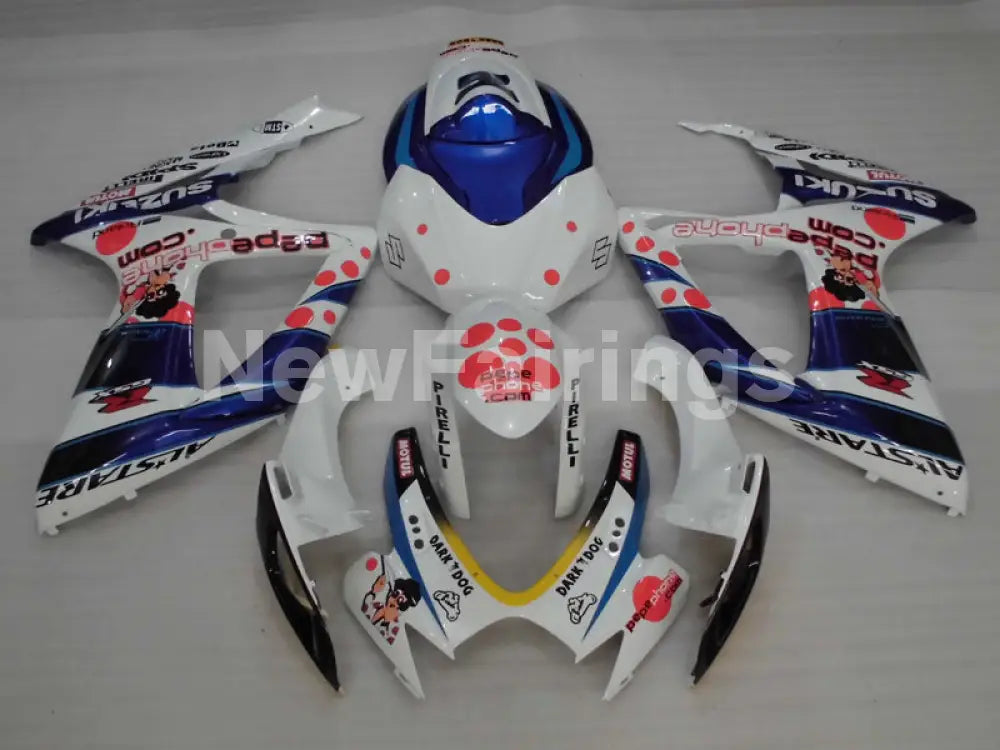 White and Blue Red Dark Dog - GSX-R600 06-07 Fairing Kit -