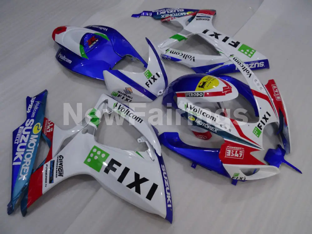 White and Blue Red MOTOREX - GSX-R600 06-07 Fairing Kit -