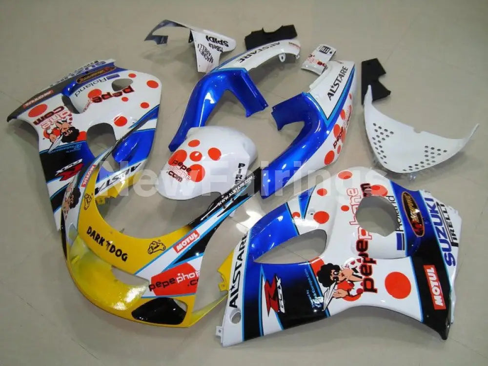 White and Blue Yellow Dark Dog - GSX-R750 96-99 Fairing Kit