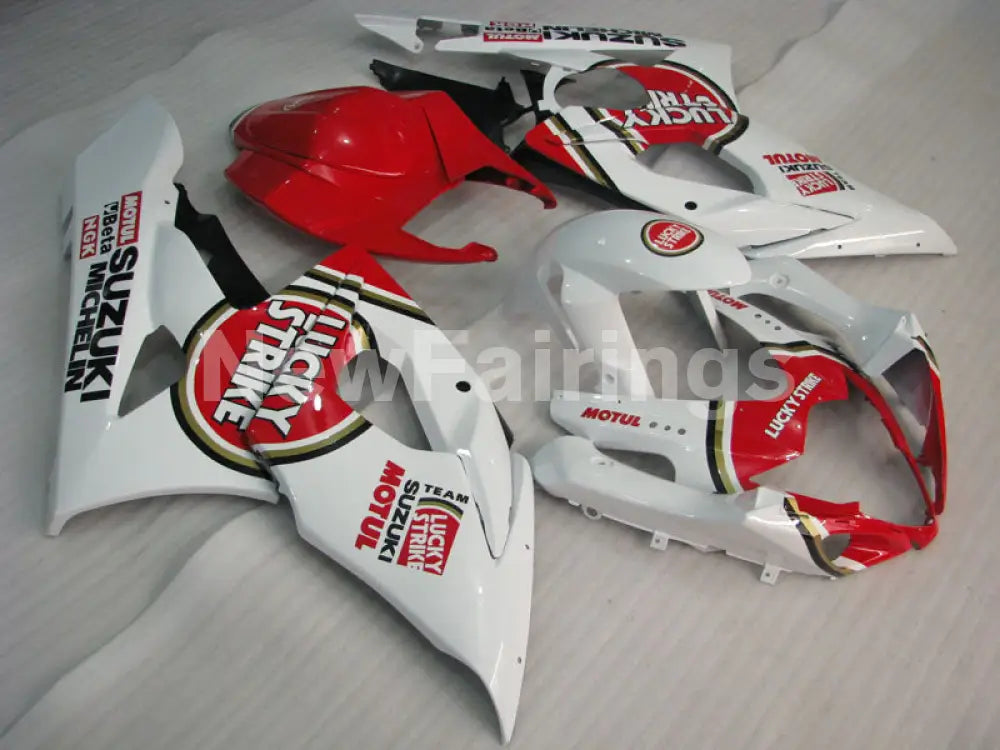 White and Red Lucky Strike - GSX - R1000 05 - 06 Fairing