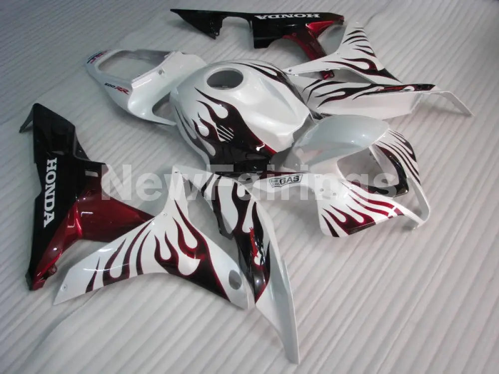 White and Wine Red Flame - CBR600RR 07-08 Fairing Kit -