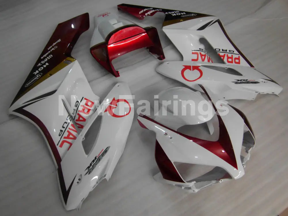 White and Wine Red PRAMAC - CBR1000RR 04-05 Fairing Kit -