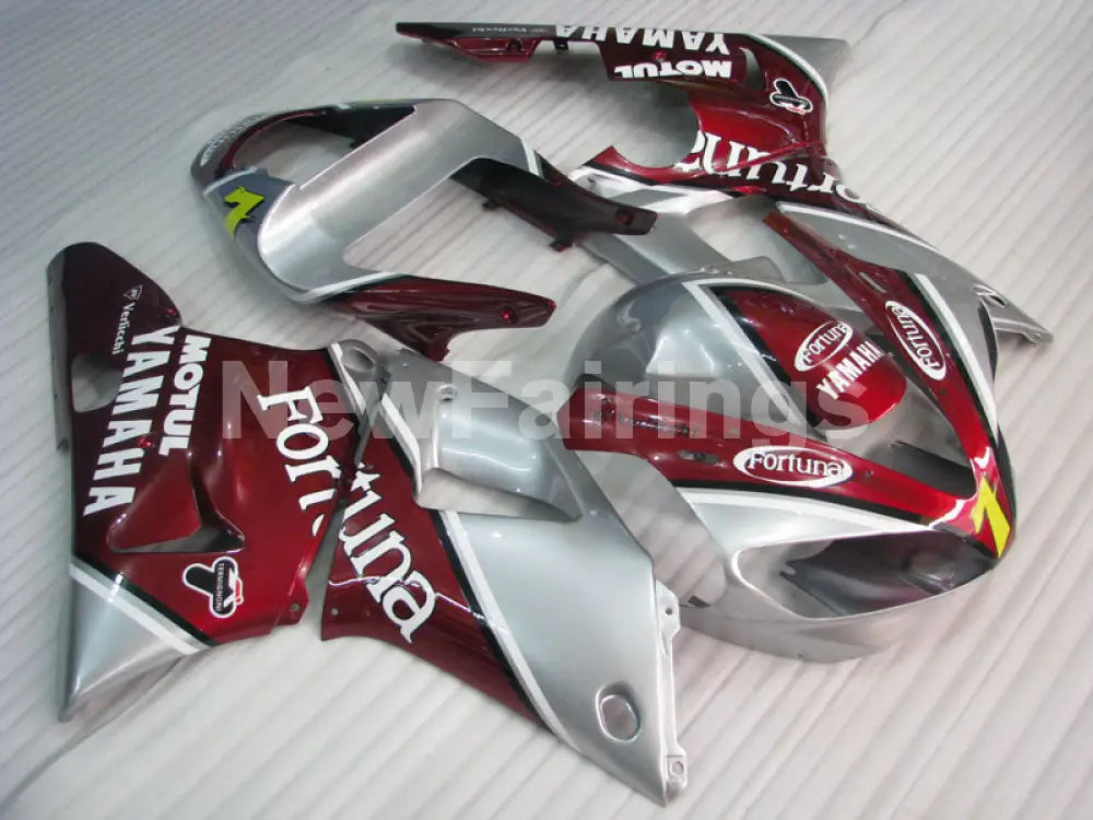 Wine Red and Silver Fortuna - YZF-R1 00-01 Fairing Kit